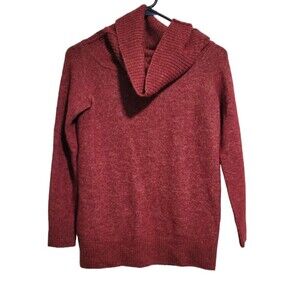 Aritzia Wilfred Free Faretta Sweater XS Off Shoulder Cowl Maroon Alpaca Wool